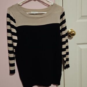 Joseph A Neutral Colorblock Knit Sweater - Beige & Black